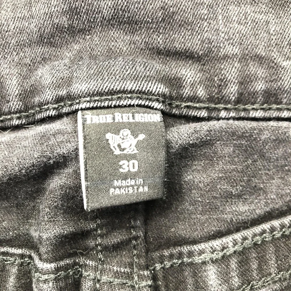 True Religion Jeans Mens 30x35 Black Ricky Relaxed Straight Denim